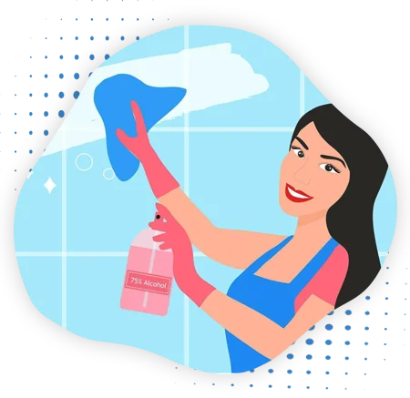A lady cleaner doing window cleaning in Coorparoo