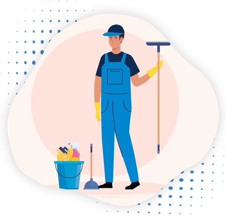 A Cleaner holding mop his hand and doing bond cleaning Capalaba