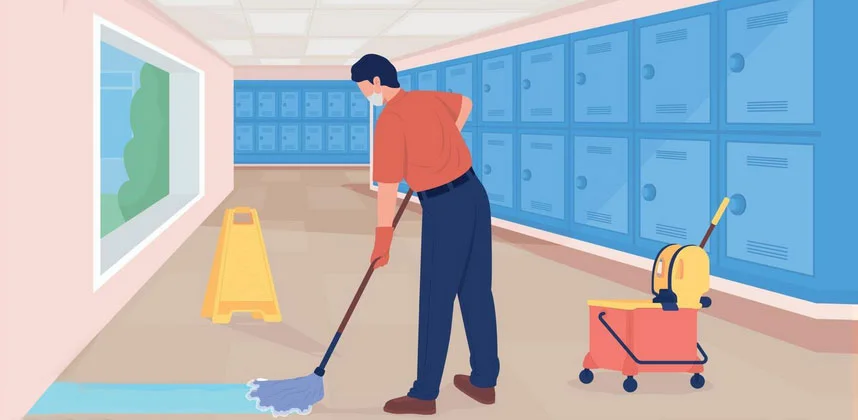 A person doing mopping on floor for explain bond cleaning tips